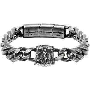Saint Michael Protect Unisex Steel Cuban Link Bracelet Large Size